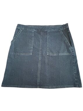 Prana Denim Mini Skirt Women's Dark Blue Denim Pocket A-Line Skirt -  SZ 4 EUC